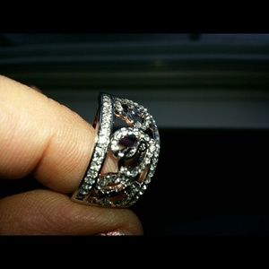 Heart infinity ring 18k white gold plated