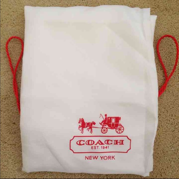 New! COACH Dust Cover Bag White/Red LARGE