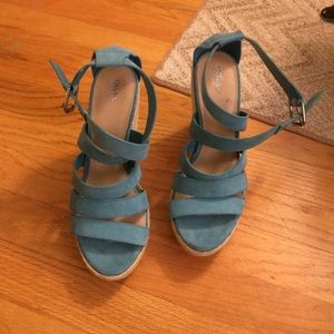 Blue wedges cute comfortable NWOT