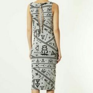 Topshop Bodycon Midi Dress w/ Hieroglyphics Print