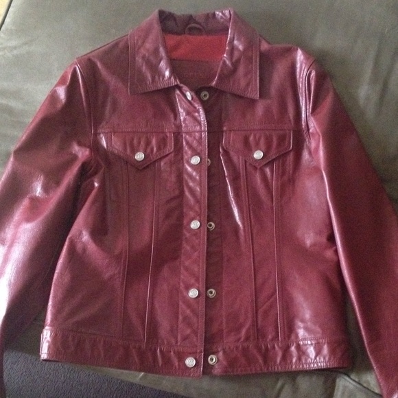 Guess Red Leather Jacket Size Medium.