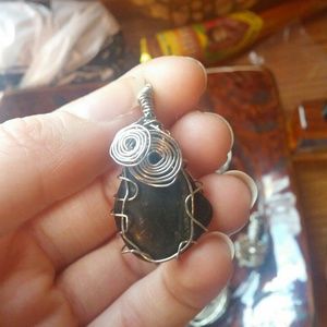 Hand wire wrapped pendant