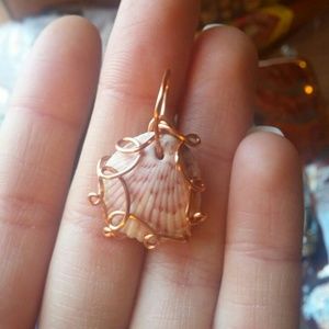 Hand wire wrapped seashell pendant