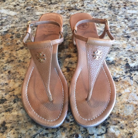 Tory Burch Shoes - Tory Burch nude wedge flip flop