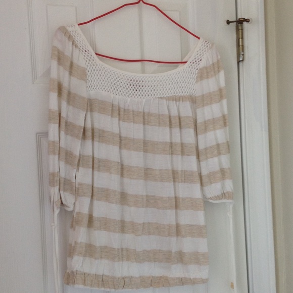Ella Moss beige and white striped top