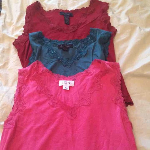 3 Lace-edged Tanks!