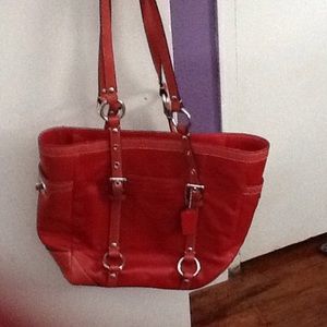 Large red coach bag