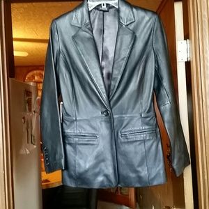 Black Genuine Leather Blazer