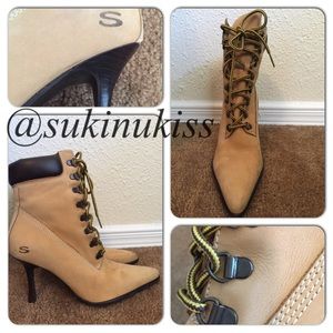 👢sketchers leather khaki booties👢NWOT