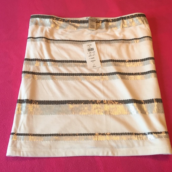 cache sequin stripped strapless top