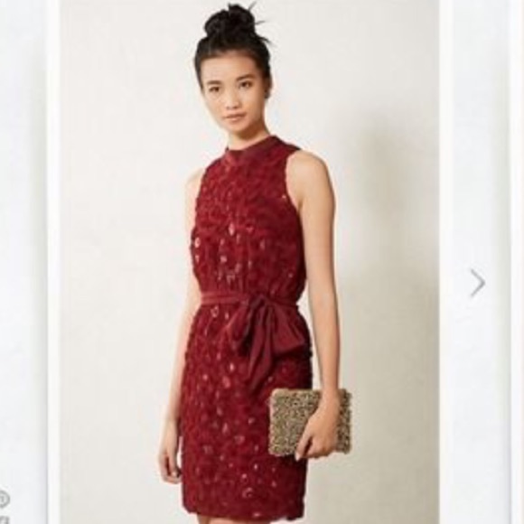 ANTHROPOLOGIE SACHIN + BABI Maroon sequin dress