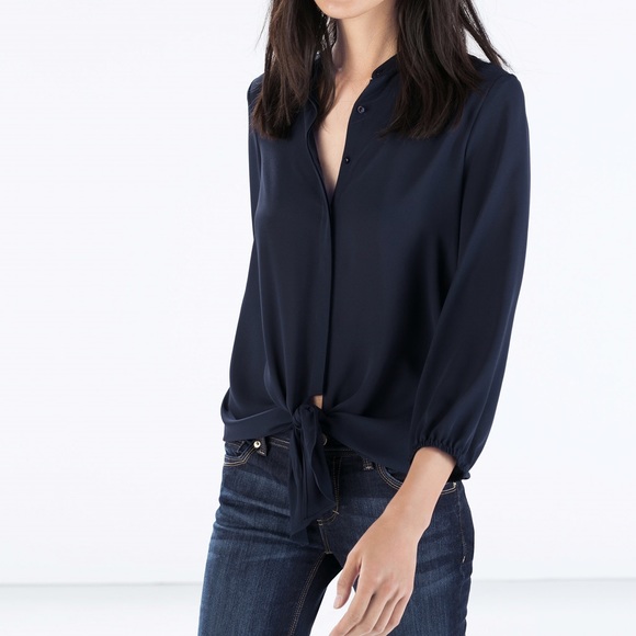Zara Tops - Zara Emma Watson shirt dark blue