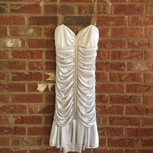 Silver strapless tube dress