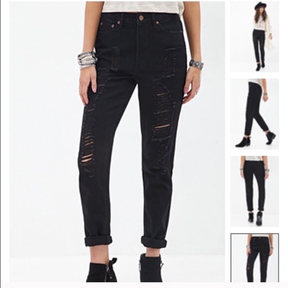 High waisted boyfriend jeans