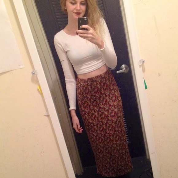 Elastic Pleated Vintage Floral Skirt