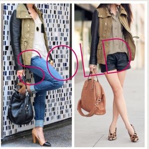 *SOLD* Zara Leather Sleeves Military Jacket