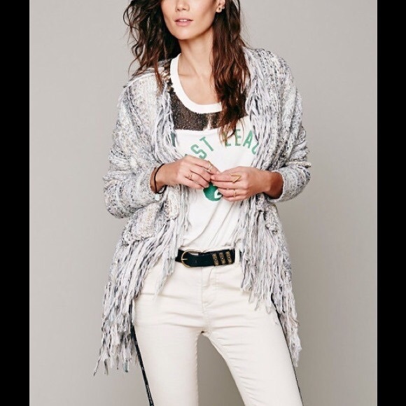 FREE PEOPLE Fringed Knit Cardigan