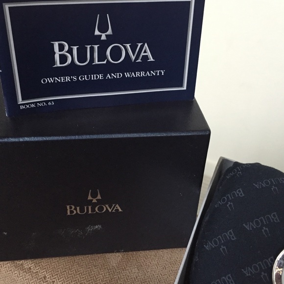 Bulova watch 14kt gold accent with calfskin band. main image 4