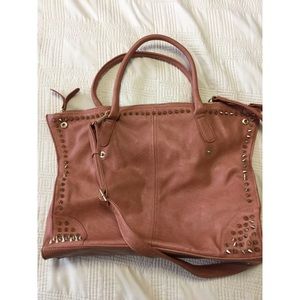 Studded faux leather handbag