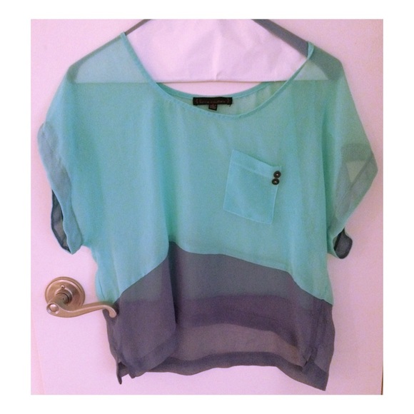 ♡ sheer colorblock top ♡