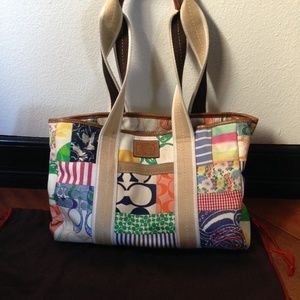 Patch work color coach bag