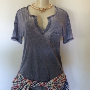 Vintage gray V neck
