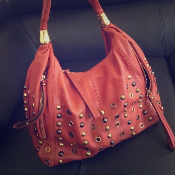 B Makowsky leather studded handbag with dust bag
