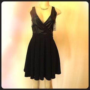 Little leather black dress