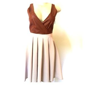 Brown flowy leather dress