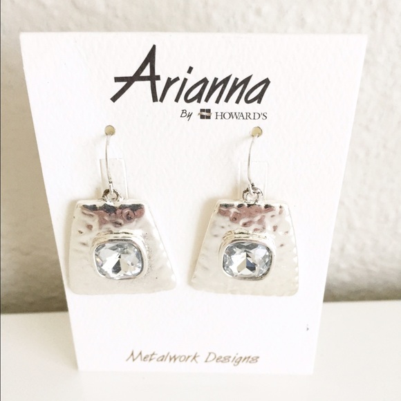 Austrian Crystal Hammered Silver Earrings