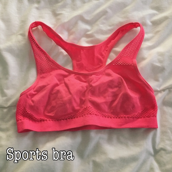 Neon pink sports bra w/ mesh