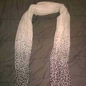 New white scarf with black dots