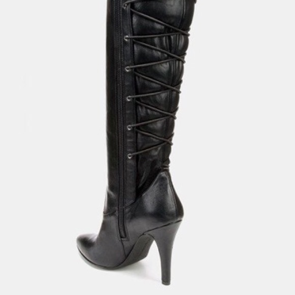 Jessica S Vegan Leather Corset High Heel Boots 9.5