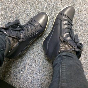 Henry Ferrera Navy Sneaker Wedges