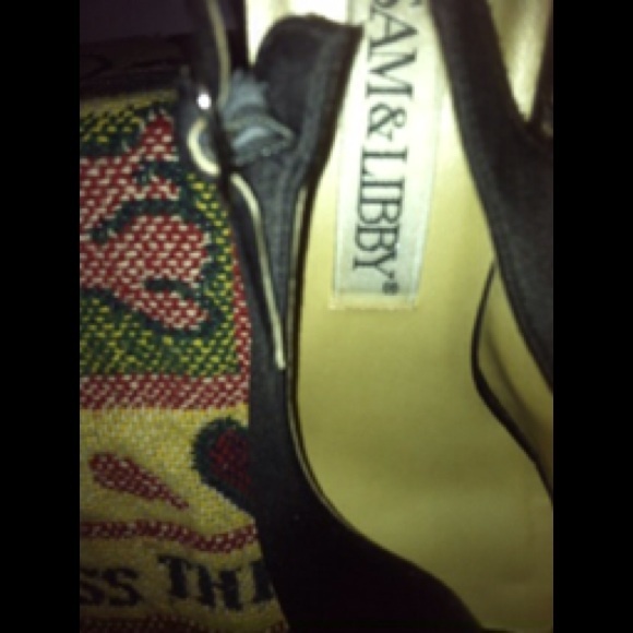 Black Satin Peep-Toe Pump by Sam & Libby - Picture 3 of 4