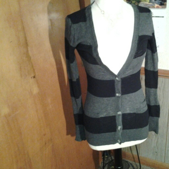 Gray and black stripe cardigan
