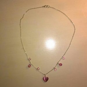 Silver necklace with pink heart jewel