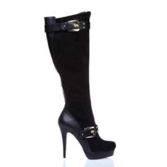 SDazzle Lourdes Black Vegan High Heel Boot 8.5 GUC - Picture 3 of 3