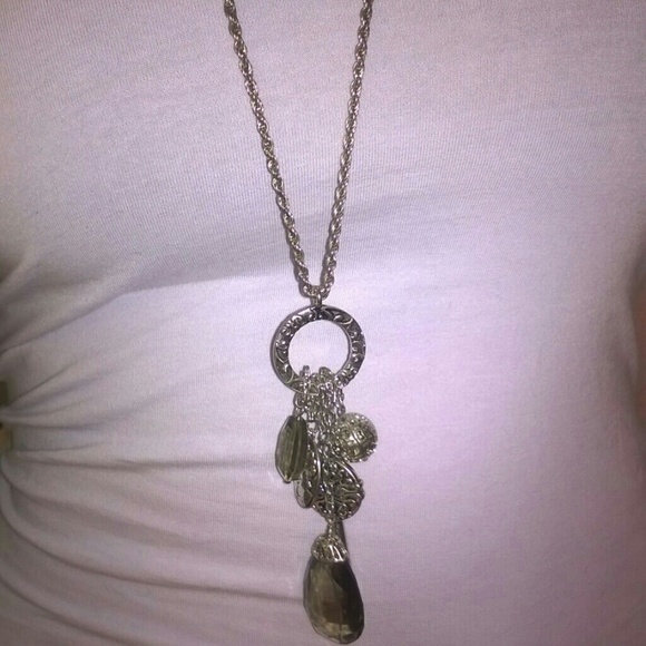 Lia sophia long silver necklace