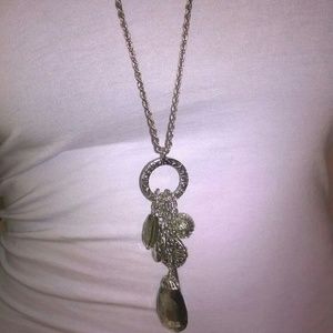 Lia sophia long silver necklace