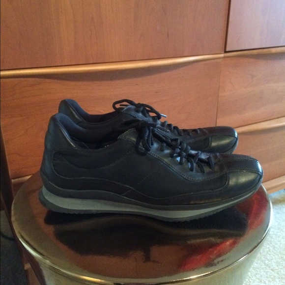 Prada Shoes - Prada black leather and nylon sneakers