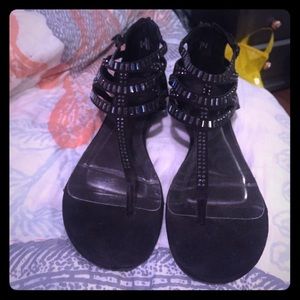 Bebe Black Sandals with Crystals