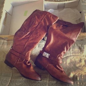 Brown riding boots