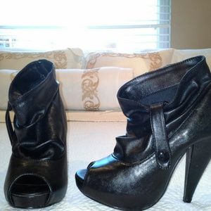 Black open toe booties