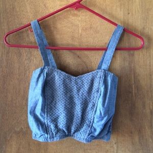 X-small light denim colored crop top