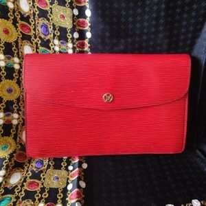 80s vintage Louis Vuitton red epi envelop clutch