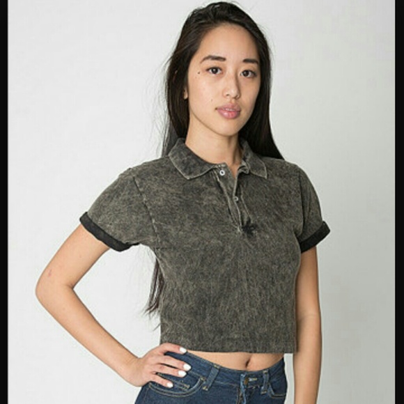 American Apparel Acid Wash Crop Polo