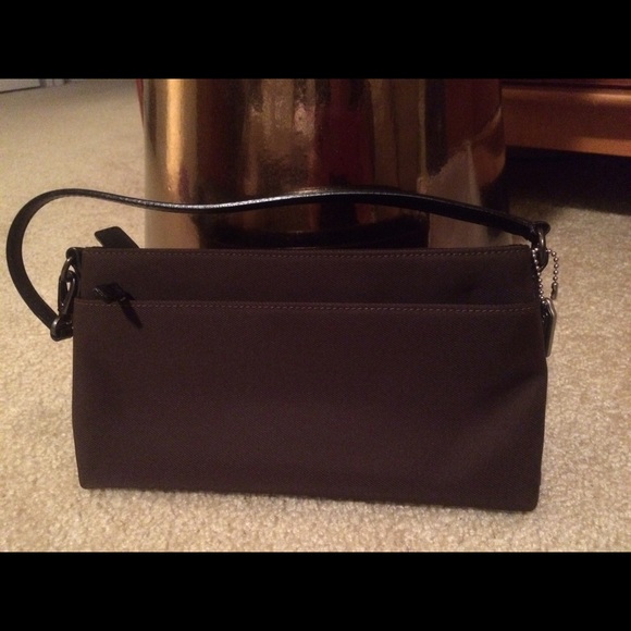 Coach brown nylon and leather mini bag