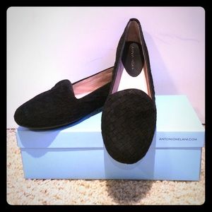 Antonio Melani Heathe Woven Loafers; Black