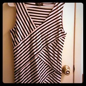 Black & white Asymmetrical layered striped tank